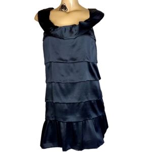 Fluet black silk tiered mini dress size 6